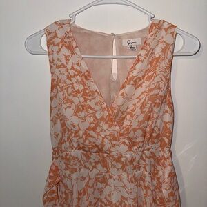 japna peach and white v-neck ruffle dress